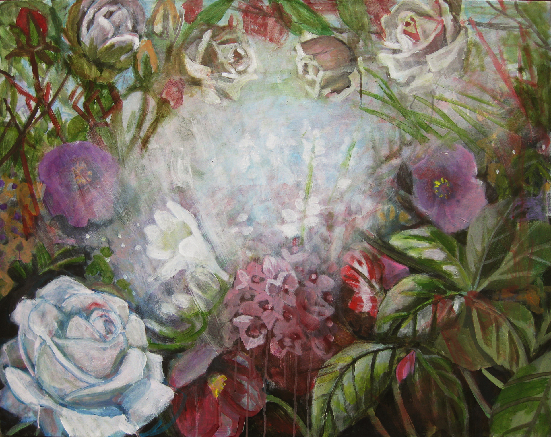 Juleroser og fresia 80x100cm